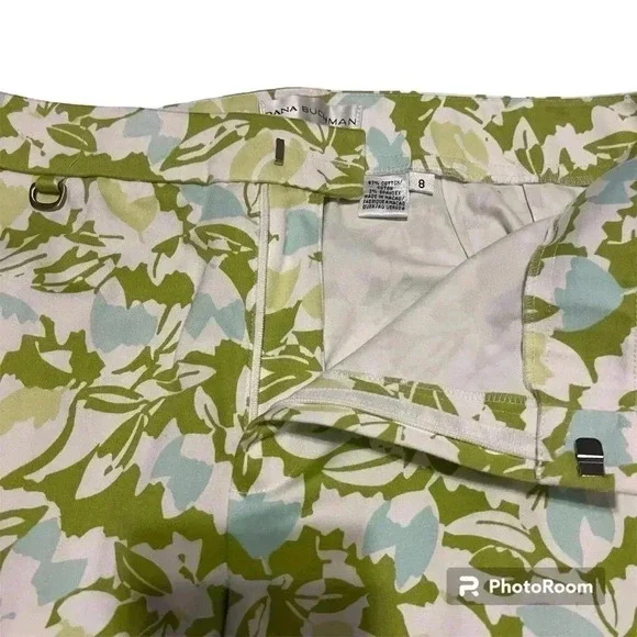 Dana Buchman stretch high rise ankle women’s pants green white size 8 - Picture 4 of 5